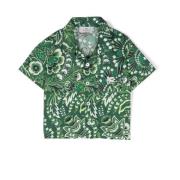 Grøn Paisley Print Bowling Skjorte