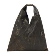 Sort lædertaske med unikt design
