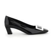 Ikonisk Square Buckle Patent Læder Pumps