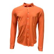 Orange Pique Skjorte Let Italiensk Stil