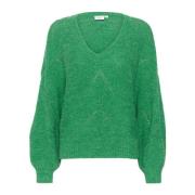Grøn Melange Puffærme Sweater