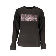 Sort Bomulds Sweatshirt med Print Logo