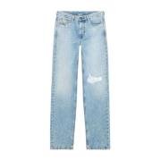 Blå Løs Regelmæssig Lige Jeans