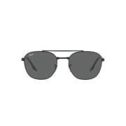 Metal solbriller i sort med mørkegrå linser