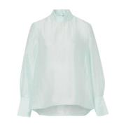 Gennemsigtig Organza Stående Krave Bluse