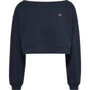 Blå Crop Sweater Bådhals Ballonærmer