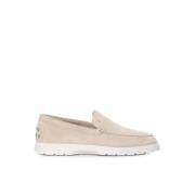 Beige Ruskind Loafer med Gummisål