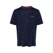 Broderet Navy Bomuld T-shirt