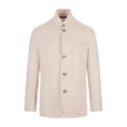 Elegant Ivory Cashmere Short Coat
