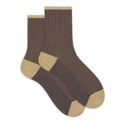Beige Lurex Twin-Rib Short Socks