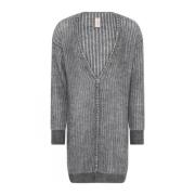 Plated Long Cardigan Charcoal