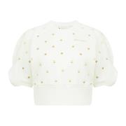 Hvid Guld Polka Dot Crop Top