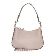 Rockstud Blush Pink Læder Hobo Taske