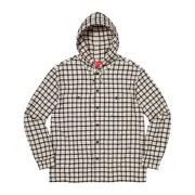 Mini Plaid Hooded Shirt White