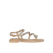 Firkantet tå rhinestone rem sandal