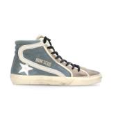 Blå Suede High-Top Sneakers Kvinde