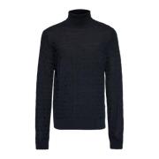 Uld turtleneck med monogram