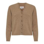 Kamel Uld V-Hals Cardigan