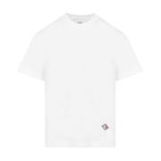 Hvid Bomulds T-shirt med Logo Patch