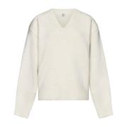 Ivory Uld Cashmere V-Hals Sweater