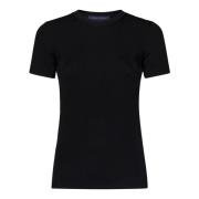 Sort Ribstrikket Silke T-shirt