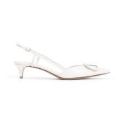 Nude Neutral Læder Slingback Hæle