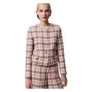 Elegant Tweed Blazer med Gyldne Knapper