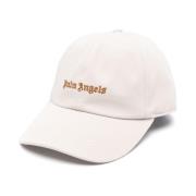 Beige Bomuld Twill Broderet Logo Hat