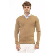 Beige V-Neck Modal Cashmere Sweater