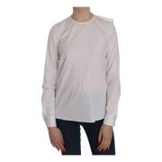 Elegant Hvid Bomuld Crew Neck Top