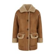 Beige Merino Look Suedette Coat