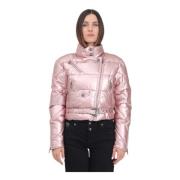 Metallic Pink Baroque Puffer Coat