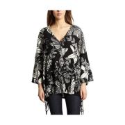 Jungle Printet V-Hals Bluse