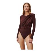 Klassisk Brun Bodysuit med Drapering