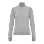 Uld turtleneck med broderet logo