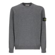 Grå Crewneck Sweater med Logo Patch