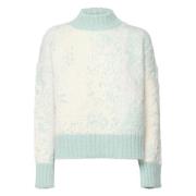 Uldblandingspolo hals sweater Aqua