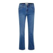 Straight Leg Jeans - Mid Blue Denim