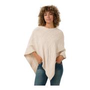 Oversize Strik Poncho med Fint Mønster