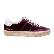 Burgundy Velvet Suede Sneakers Rund Tå