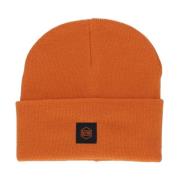 Orange Ribstrikket Balaclava Beanie