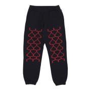 Sort Fleece Sweatpants Elastisk Talje