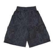 Sort Satin Cargo Shorts