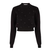 Sort Mohair Sweater med Guld Studs