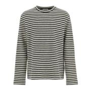 Stribet Uld Crew Neck Sweater