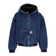 Blå Stone Washed Denim Jakke med Sherpa Interiør