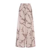 Pink Blomstret Wide-Leg Bukser