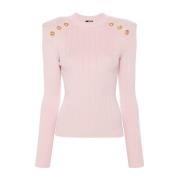 Rose Pink Ribbed Strik Sweater