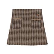 Dogtooth Jacquard Uld Nederdel