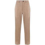 Mørk Beige Stretch Bomuld Bukser